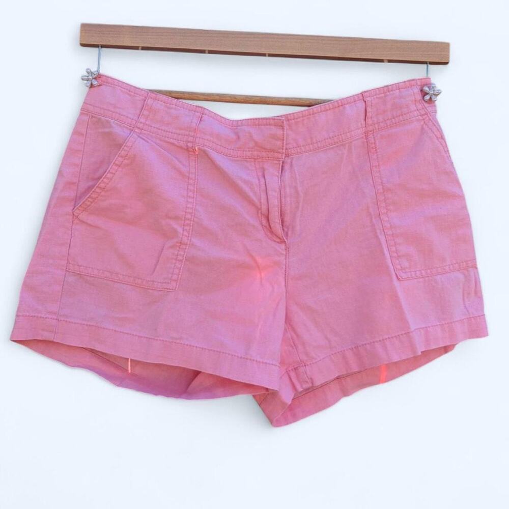 Pastel pink utility patch pocket shorts